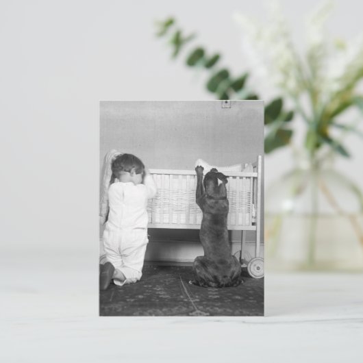 Kerstverhaal rond 1924 feestdagenkaart (Staand voorkant)