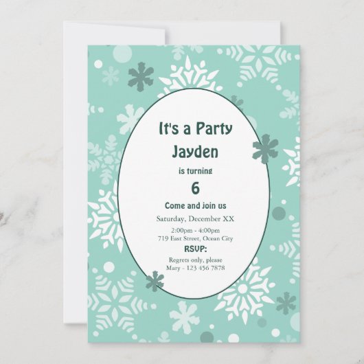 Kerstverjaardagsfeest met winters sneeuwvlokken kaart (Voorkant)