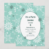 Kerstverjaardagsfeest met winters sneeuwvlokken kaart (Voorkant / Achterkant)