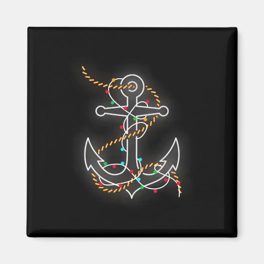 Kerstverlichte anker-sinterklaas-zeilboot magneet (Voorkant)