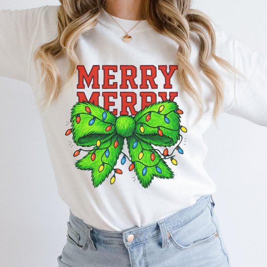 Kerstverlichte groene strik Kerstmis Trui