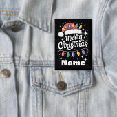Kerstverlichte Kerstmannenhoed Gepersonaliseerd Ke Button (Insitu)