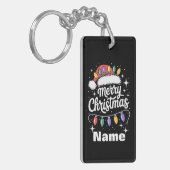 Kerstverlichte kerstmuts Persoonlijk cadeau Sleutelhanger (Voorkant Links)
