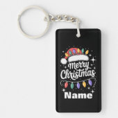 Kerstverlichte kerstmuts Persoonlijk cadeau Sleutelhanger (Voorkant)