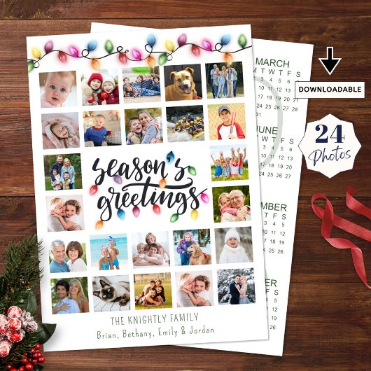 Kerstverlichting 24 Fotocollage 2026 Kalender Feestdagenkaart