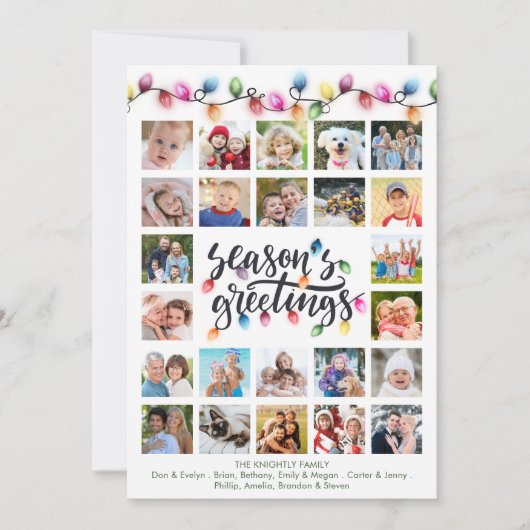 Kerstverlichting 24 Fotocollage 2026 Kalender Feestdagenkaart (Voorkant)