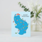  kerstverlichting als koekjesmonster briefkaart (Staand voorkant)
