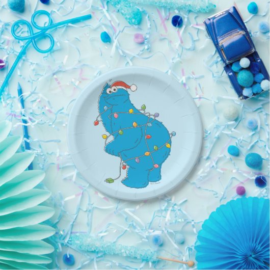  kerstverlichting als koekjesmonster papieren bordje (Feest)