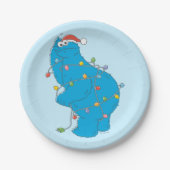 kerstverlichting als koekjesmonster papieren bordje (Voorkant)