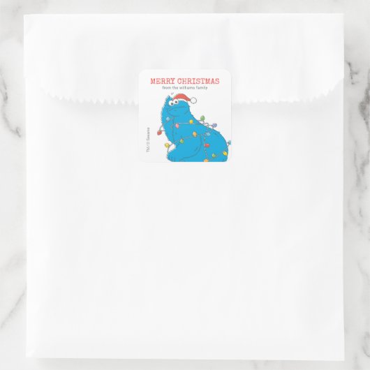  kerstverlichting als koekjesmonster vierkante sticker (Tas)
