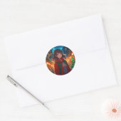 Kerstverlichting Anime Meisje Ronde Sticker (Envelop)