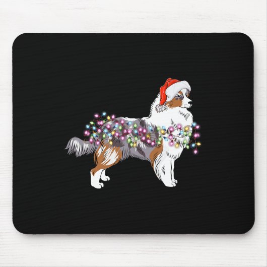 Kerstverlichting Australian Shepherd Dog Schattige Muismat (Voorkant)