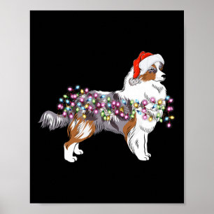 Kerstverlichting Australian Shepherd Dog Schattige Poster
