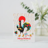 Kerstverlichting, ballen, cadeaus en Kerstman Feestdagenkaart (Staand voorkant)