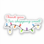 Kerstverlichting Bedankt voor het kleine winkelen Sticker (Voorkant)