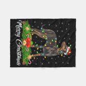 Kerstverlichting bijpassende kerstman hoed Doberma Fleece Deken (Voorkant (Horizontaal))