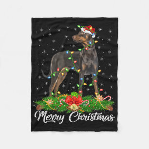 Kerstverlichting bijpassende kerstman hoed Doberma Fleece Deken