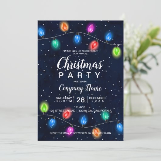 Kerstverlichting blauw bedrijf kaart (Staand voorkant)