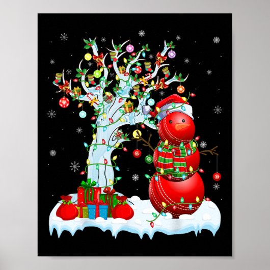 Kerstverlichting Boom Grappige Sneeuwman Cricket L Poster (Voorkant)