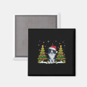 Kerstverlichting Border Collie Dog Santa Hat Kerst Magneet (Voorkant / Achterkant)