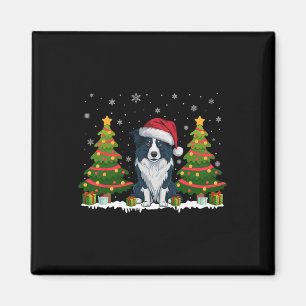 Kerstverlichting Border Collie Dog Santa Hat Kerst Magneet