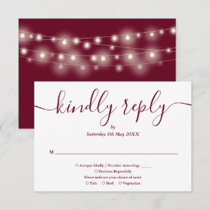 Kerstverlichting Bourgondië Script Maaltijdkeuze RSVP Kaartje
