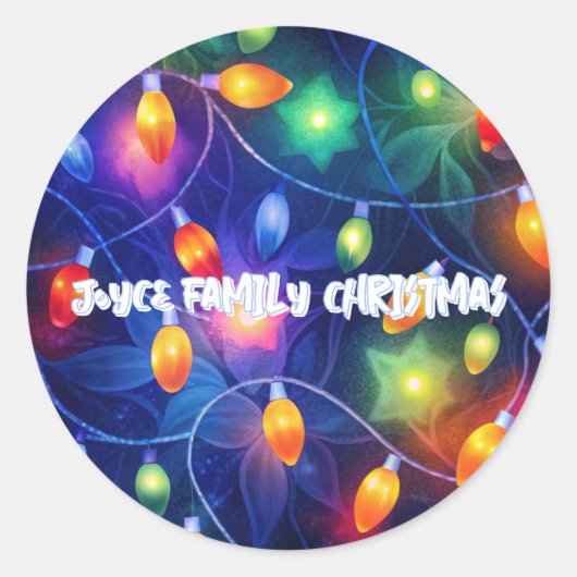 Kerstverlichting Bright Holiday grillige vrolijkhe Ronde Sticker (Voorkant)