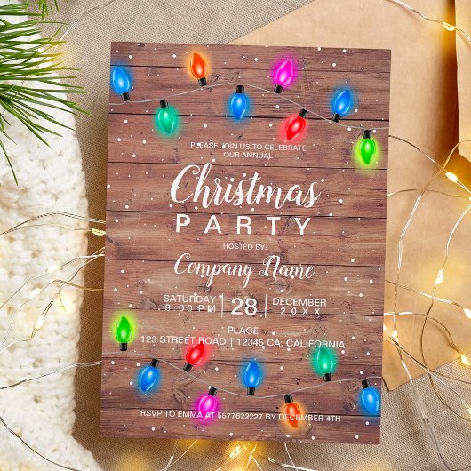 Kerstverlichting bruin hout bedrijf kaart