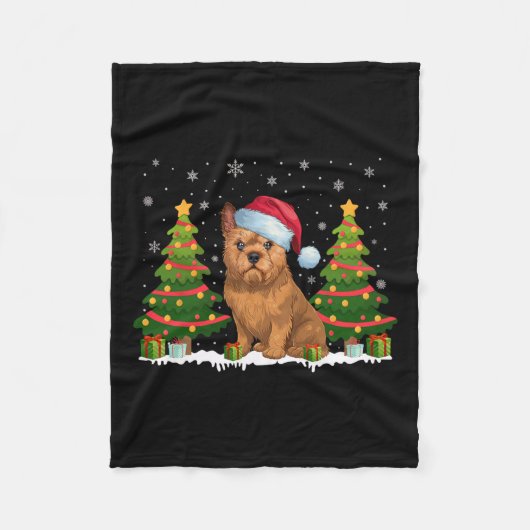 Kerstverlichting Brussel Griffon Hond Kerstman Hoe Fleece Deken (Voorkant)