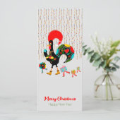 Kerstverlichting, bubbels, cadeaus en Rooster (Staand voorkant)