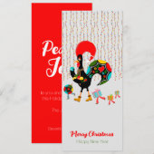 Kerstverlichting, bubbels, cadeaus en Rooster (Voorkant / Achterkant)