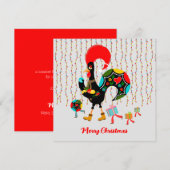 Kerstverlichting, bubbels, cadeaus en Rooster (Voorkant / Achterkant)