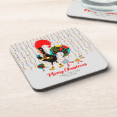 Kerstverlichting, bubbels, cadeaus en Rooster Bier Onderzetter (Linkerzijde)