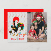 Kerstverlichting, bubbels, cadeaus en Rooster Briefkaart (Voorkant / Achterkant)