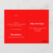 Kerstverlichting, bubbels, cadeaus en Rooster Briefkaart (Achterkant)