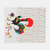 Kerstverlichting, bubbels, cadeaus en Rooster Fleece Deken (Voorkant (Horizontaal))