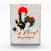 Kerstverlichting, bubbels, cadeaus en Rooster Fotoblokken (Voorkant)