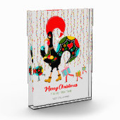 Kerstverlichting, bubbels, cadeaus en Rooster Fotoblokken (Links)