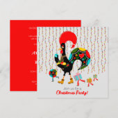 Kerstverlichting, bubbels, cadeaus en Rooster Kaart (Voorkant / Achterkant)