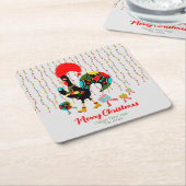 Kerstverlichting, bubbels, cadeaus en Rooster Kartonnen Onderzetters (Schuin)