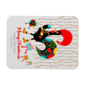 Kerstverlichting, bubbels, cadeaus en Rooster Magneet (Horizontaal)