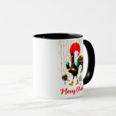 Kerstverlichting, bubbels, cadeaus en Rooster Mok (Voorkant rechts)