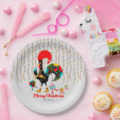 Kerstverlichting, bubbels, cadeaus en Rooster Papieren Bordje (Feest)