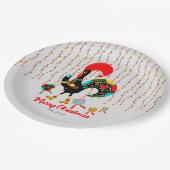 Kerstverlichting, bubbels, cadeaus en Rooster Papieren Bordje (Gekanteld)