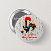 Kerstverlichting, bubbels, cadeaus en Rooster Ronde Button 5,7 Cm (Voorkant /achterkant)
