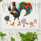 Kerstverlichting, bubbels, cadeaus en Rooster Theedoek (Gevouwen)