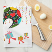 Kerstverlichting, bubbels, cadeaus en Rooster Theedoek (Quarter Fold)