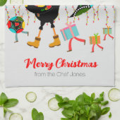 Kerstverlichting, bubbels, cadeaus en Rooster Theedoek (Gevouwen)