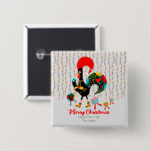 Kerstverlichting, bubbels, cadeaus en Rooster Vierkante Button 5,1 Cm (Voorkant /achterkant)