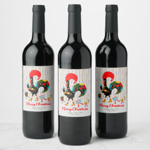 Kerstverlichting, bubbels, cadeaus en Rooster Wijn Etiket